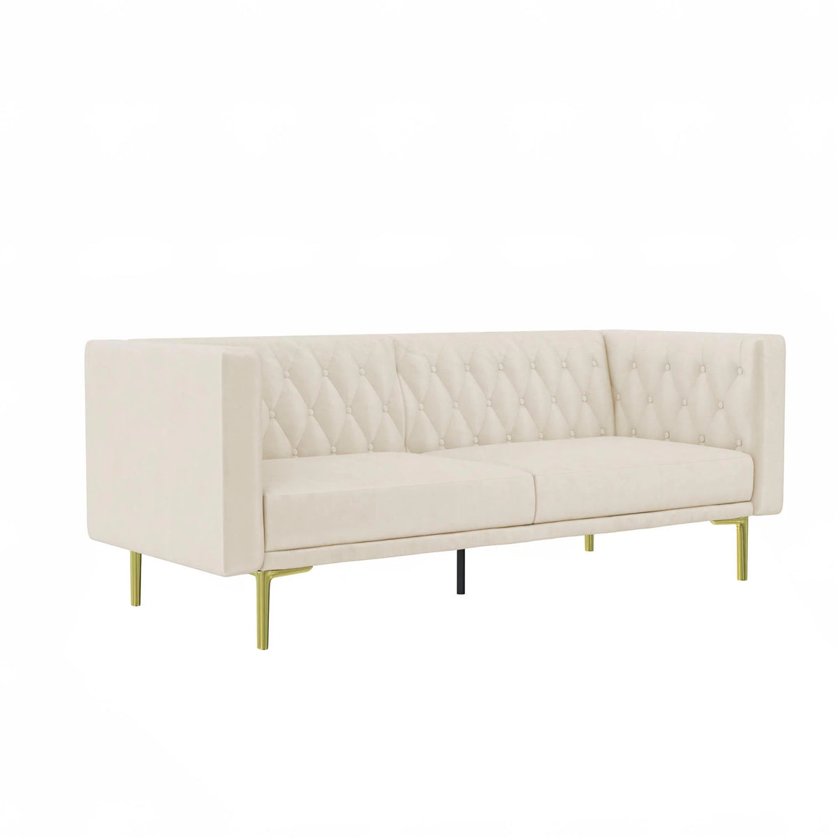 Ivory Velvet Sofa with Gold Finish Metal Legs O343805