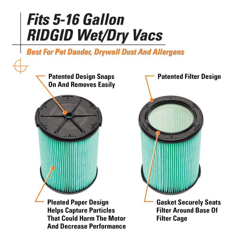 HEPA Pleated Paper Wet/Dry Vac Cartridge Filter 8-Pack P353