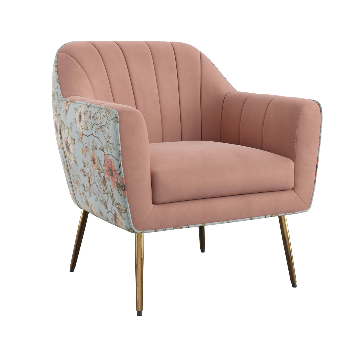 Rose Red Floral Print Accent Chair D381