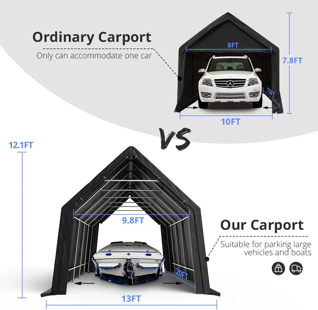 13' x 20' x 12' Heavy Duty Galvanized Carport X9386