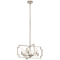 6 Light Polished Nickel Steel Candelabra Chandelier N518