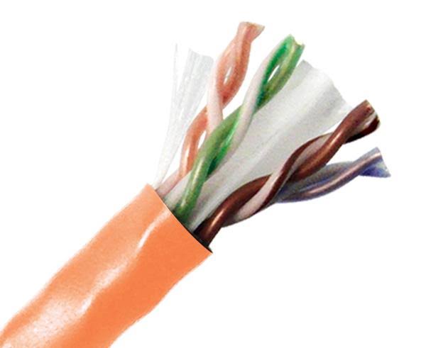 Cat6 Unshielded Plenum Bulk Ethernet Cable, 23 AWG, 1000ft Orange J950