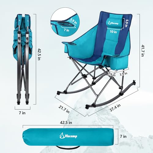Oversized Padded Rocking Camping Chair with Cooler Bag O4603