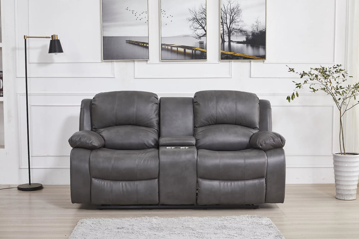 Bonded Leather Power Reclining Loveseat B68471