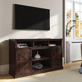 52 Inch TV Stand with Sliding Barn Door and Storage Cabinets V3847
