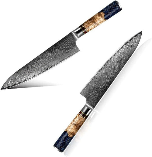 12.5-inch Damascus Chef Knife with Olive Wood Handle U108