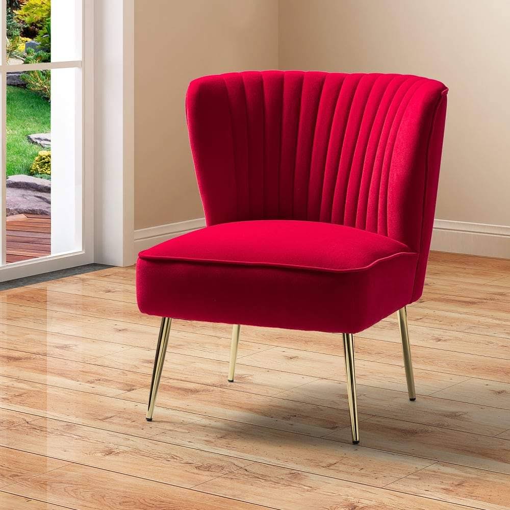 Pink Gold Legs Velvet Side Chair C64143