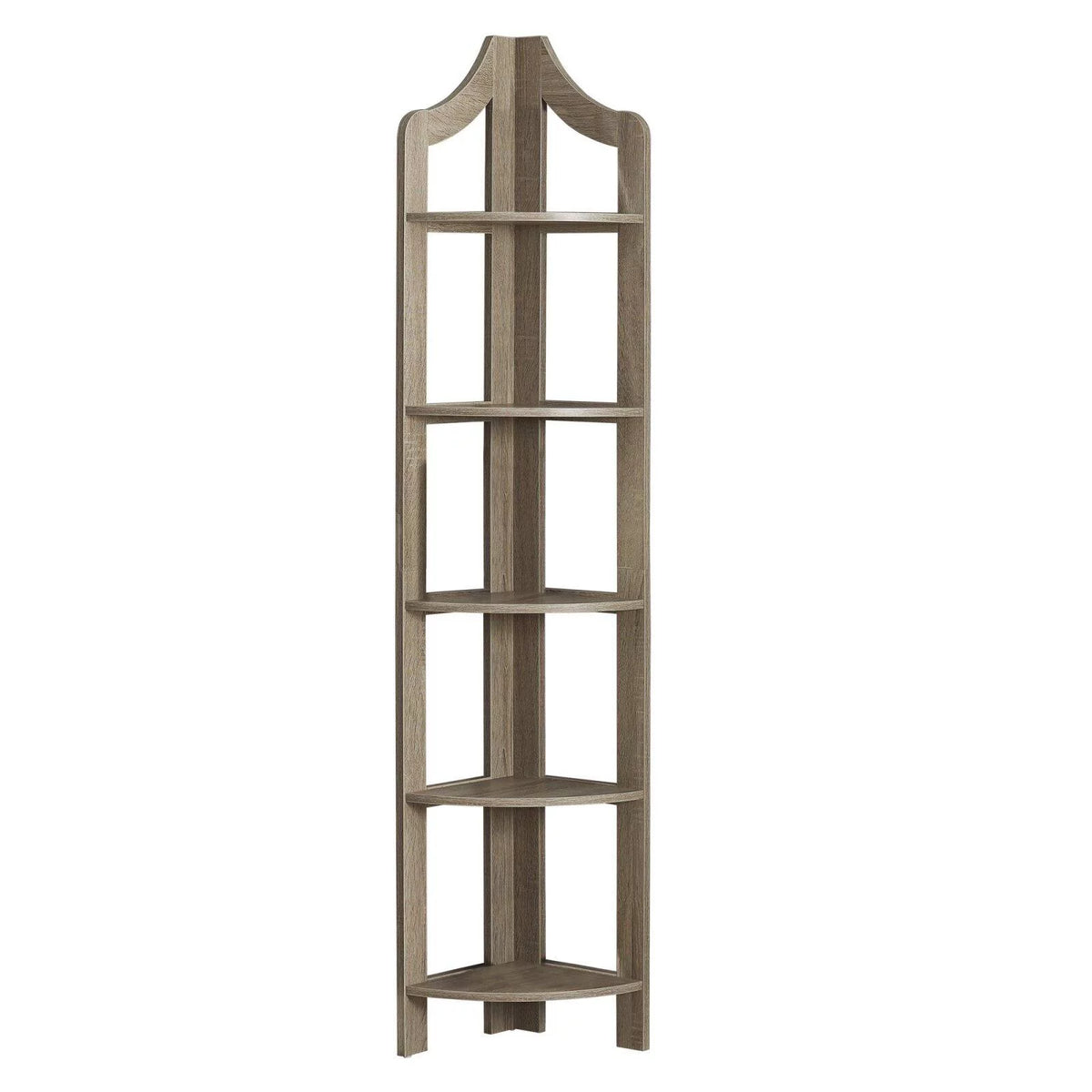 5 Tier White Wood Corner Bookshelf O542704