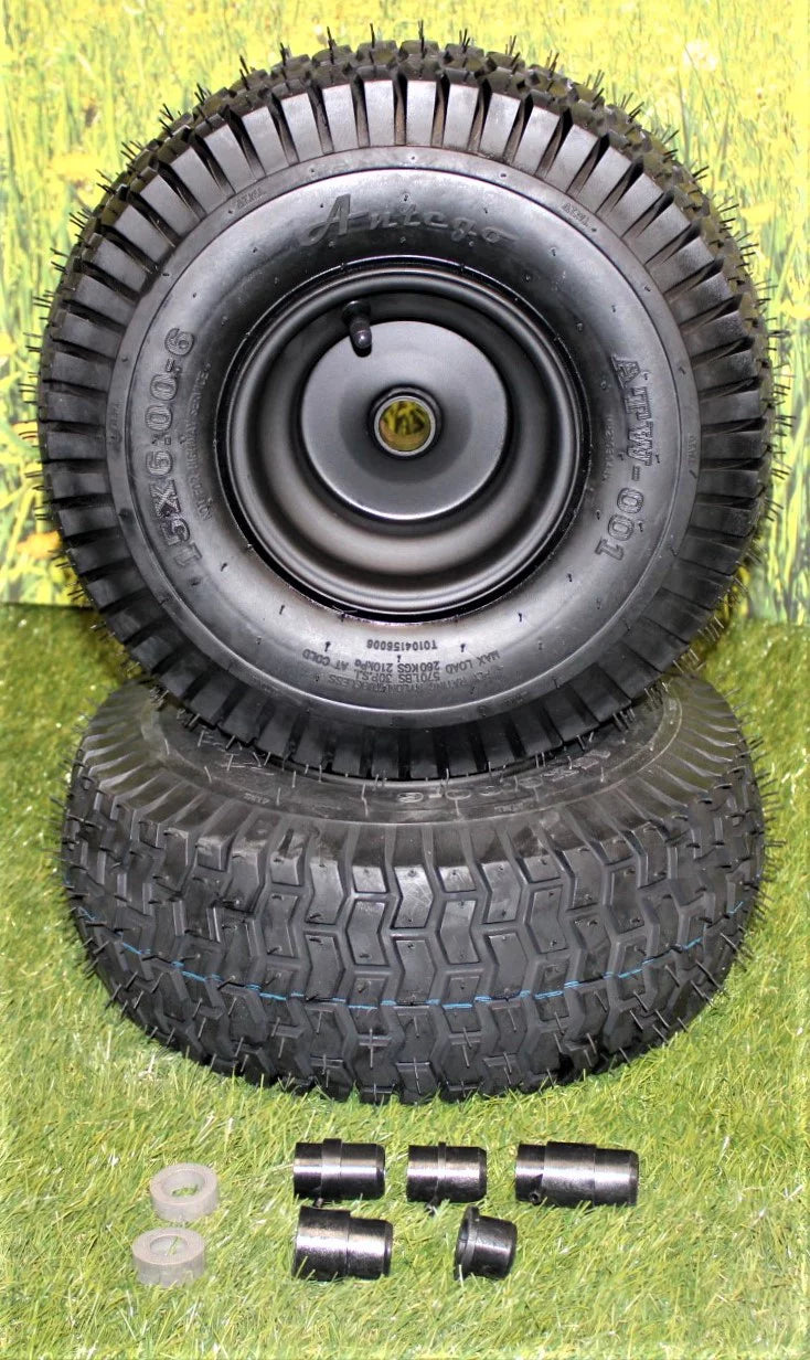 Matte Black 15x6.00-6 Lawn & Garden Tires & Wheels Set of 2 F914