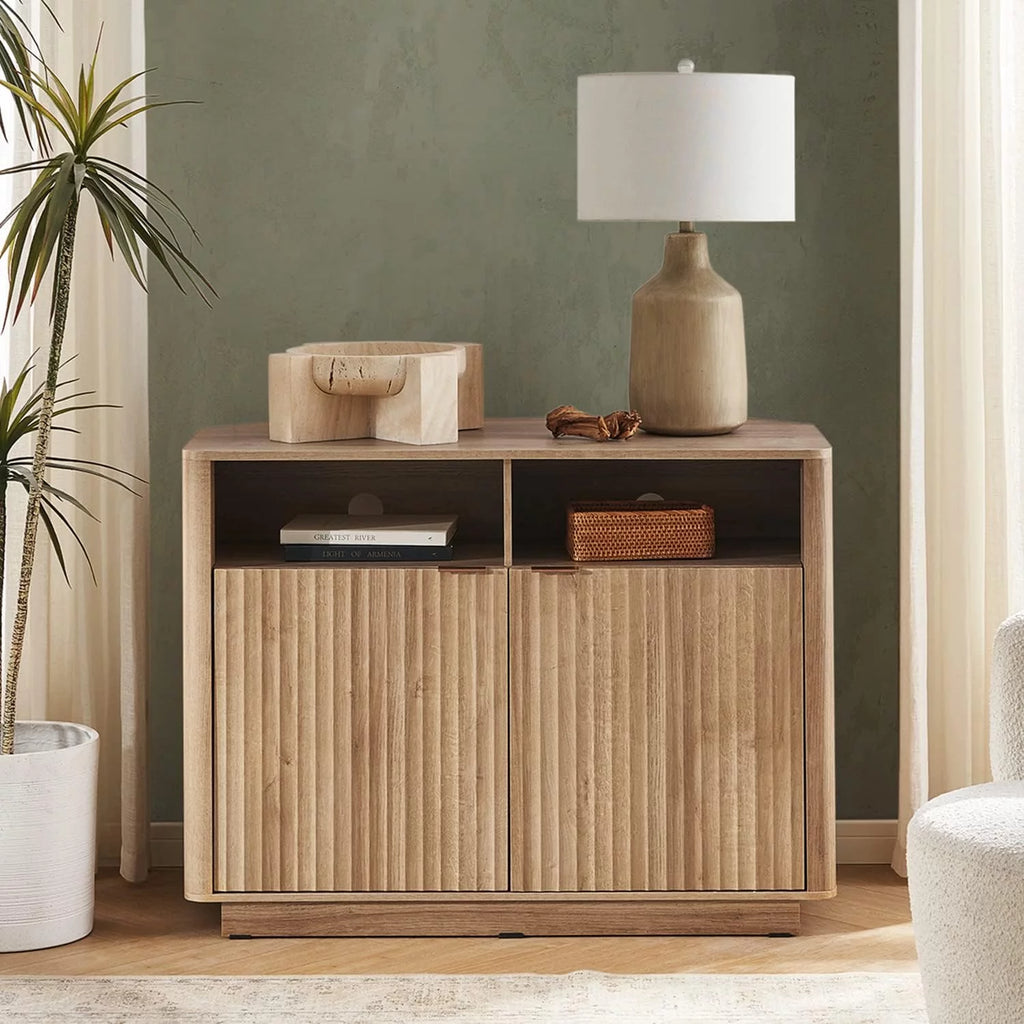 Oak Mid-Century Modern Corner TV Stand N953970