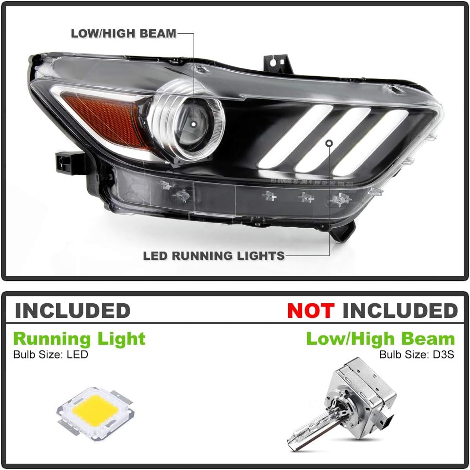 2015-2017 Ford Mustang LED Projector Headlight Assembly Right Passenger Side O624973