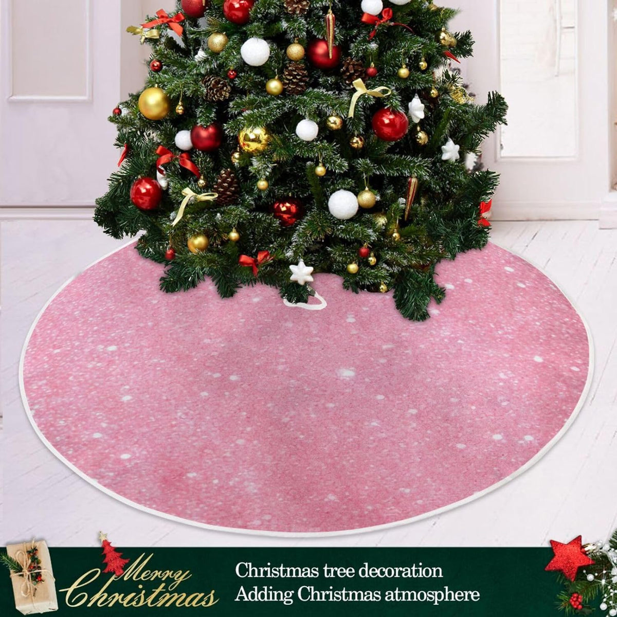 Glitter Blush Pink 47.2" Suede Christmas Tree Skirt C47007