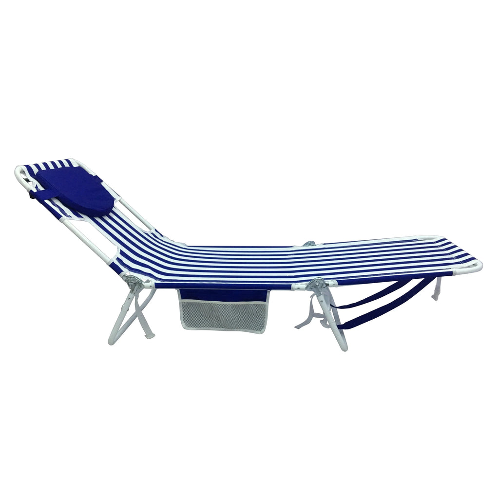Blue & White Stripe Folding Beach Lounger 2-Pack C577996