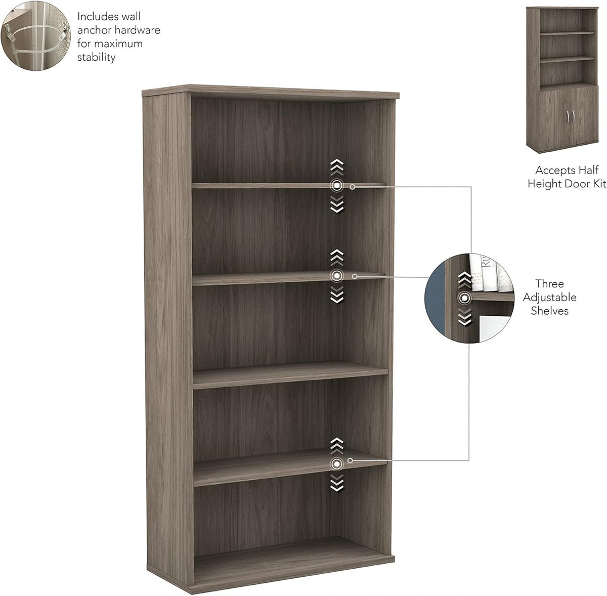 5 Shelf Bookcase with Doors D2026