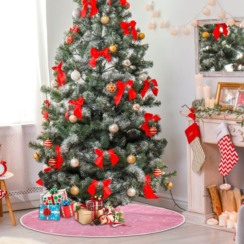 Glitter Blush Pink 47.2" Suede Christmas Tree Skirt C47007