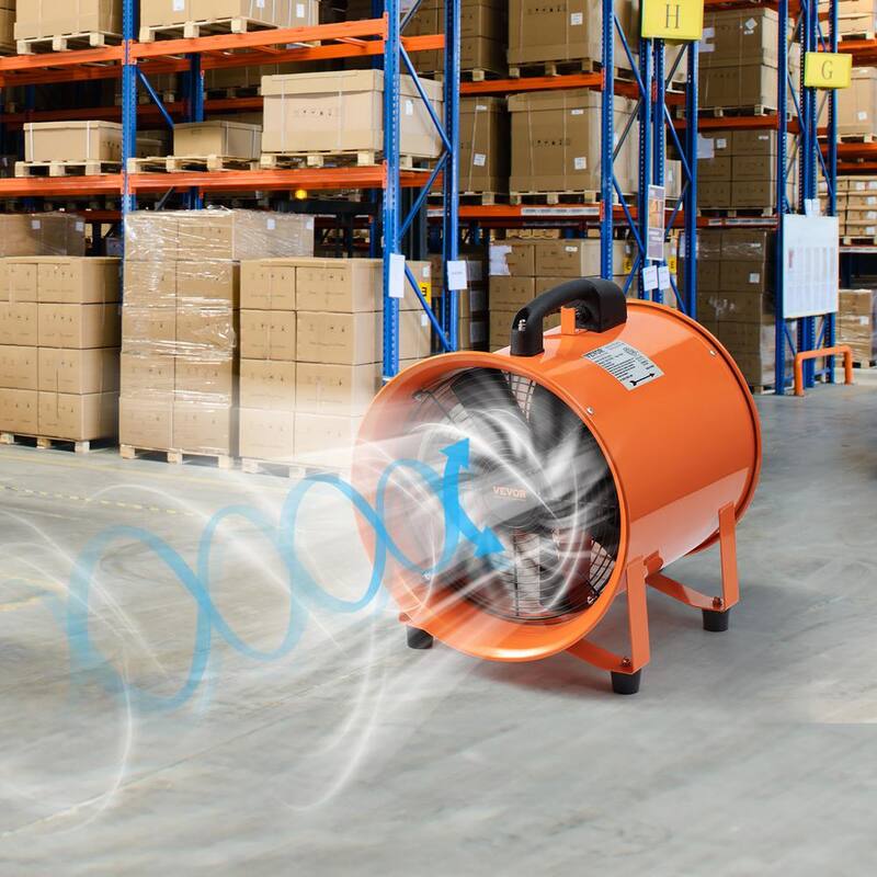 Portable 12 in. Heavy Duty Blower Fan with 33 ft. Duct Hose 560W Orange B54096