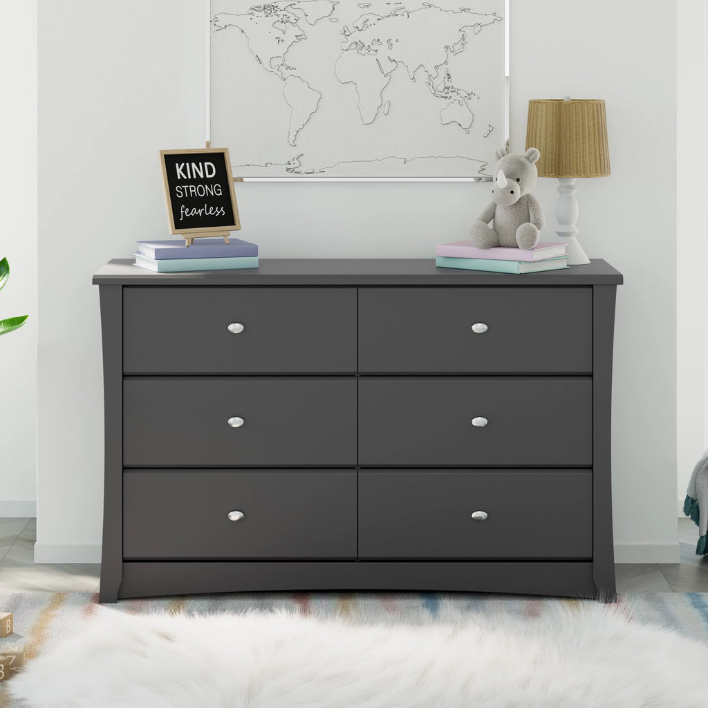 White 6 Drawer Double Dresser B353341