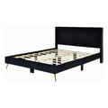 Solid Wood & Velvet Full Size Platform Bed in Black F204