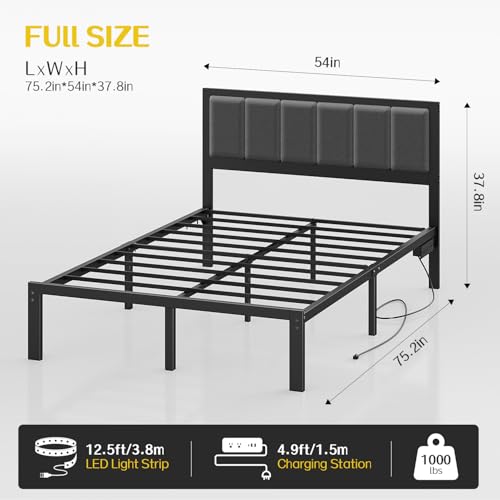 Full Size Metal Platform Bed Frame with Headboard B3838