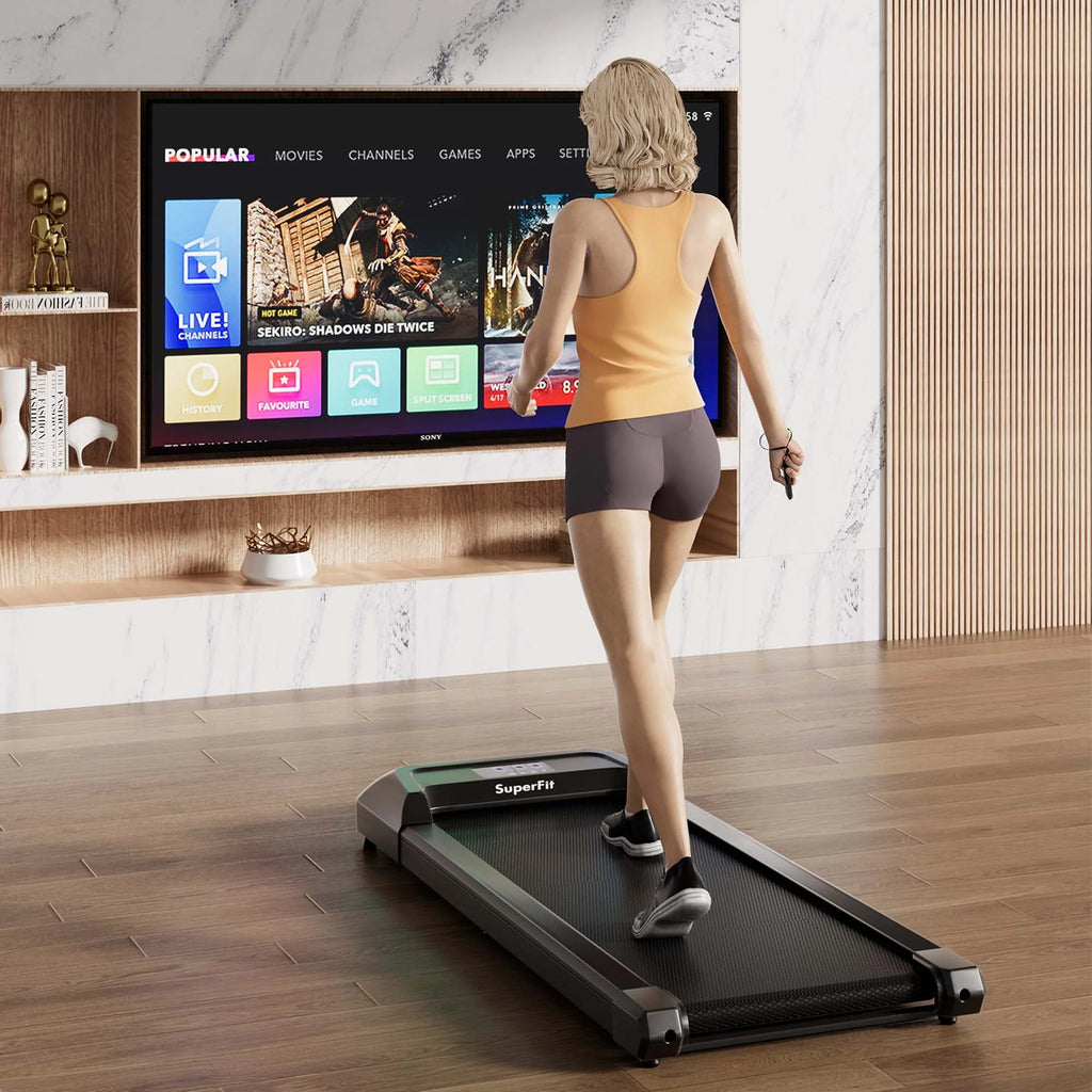 0.6-3.8MPH Walking Pad Treadmill with Remote Control Black P2787