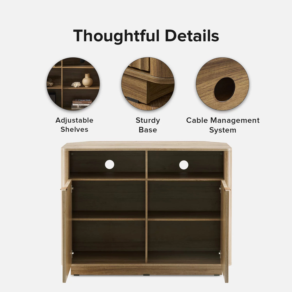 Oak Mid-Century Modern Corner TV Stand N953970