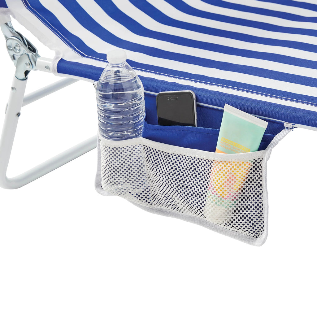 Blue & White Stripe Folding Beach Lounger 2-Pack C577996
