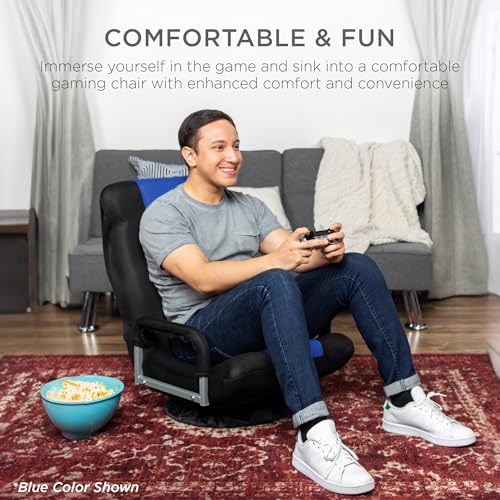 Swivel Gaming Chair 360 Degree Foldable Black/Blue E763946