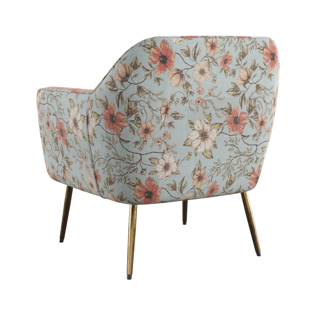 Rose Red Floral Print Accent Chair D381