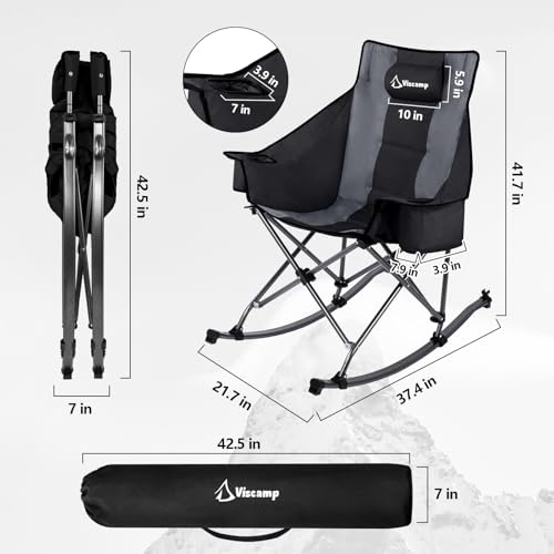 Oversized Padded Rocking Camping Chair with Cooler Bag O4603