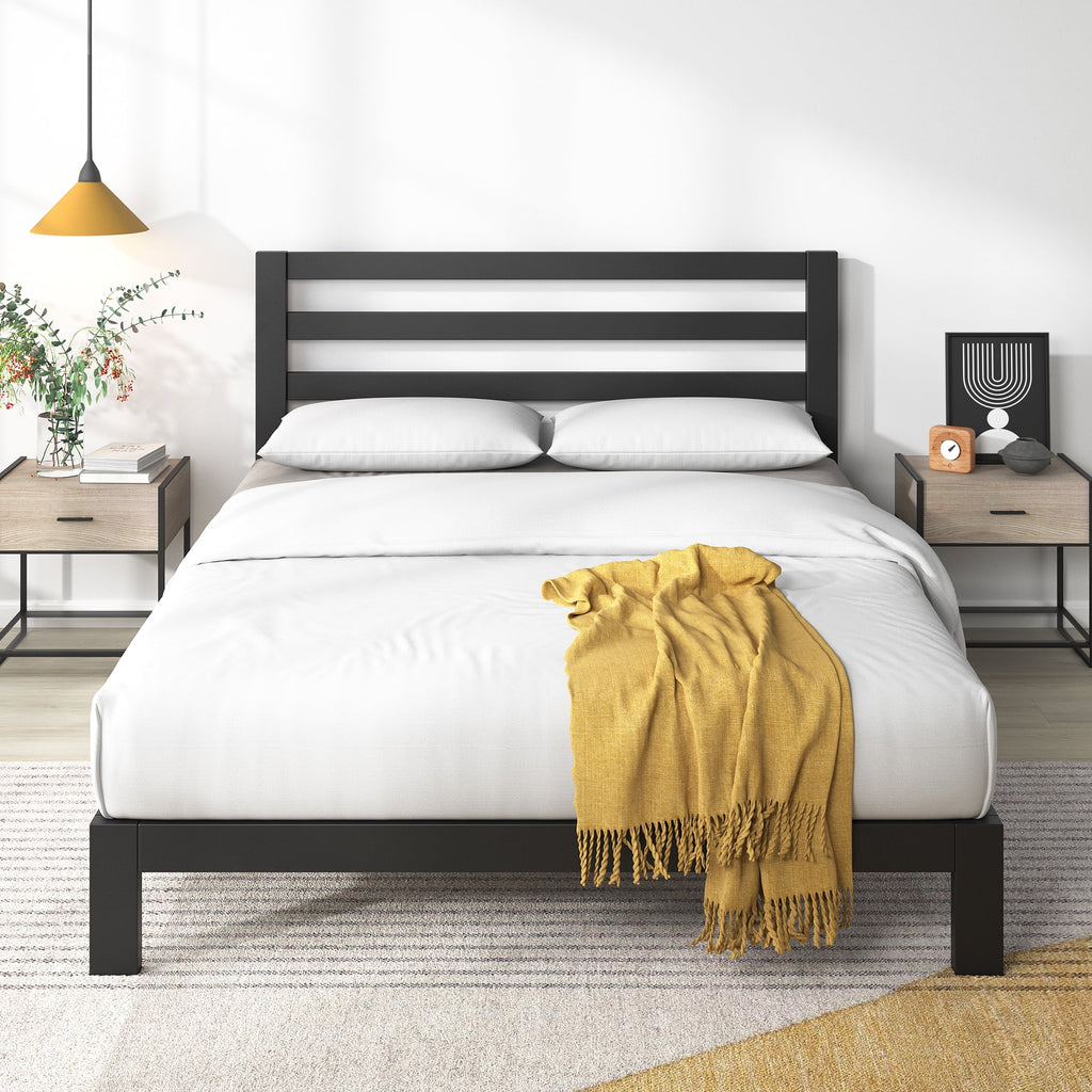 36" Metal Platform Bed with Headboard, Twin X24093