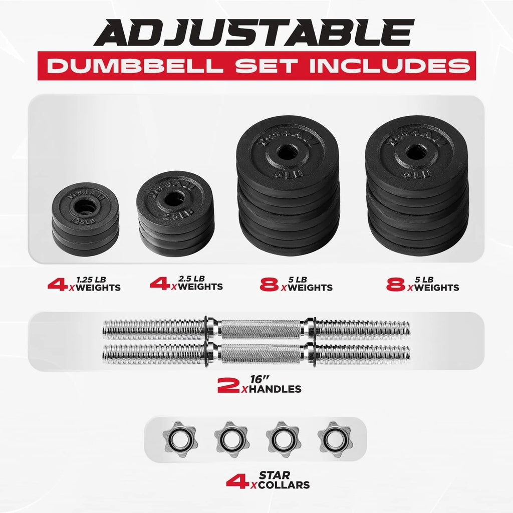 Adjustable Cast Iron Dumbbell Weight Set Pair T897