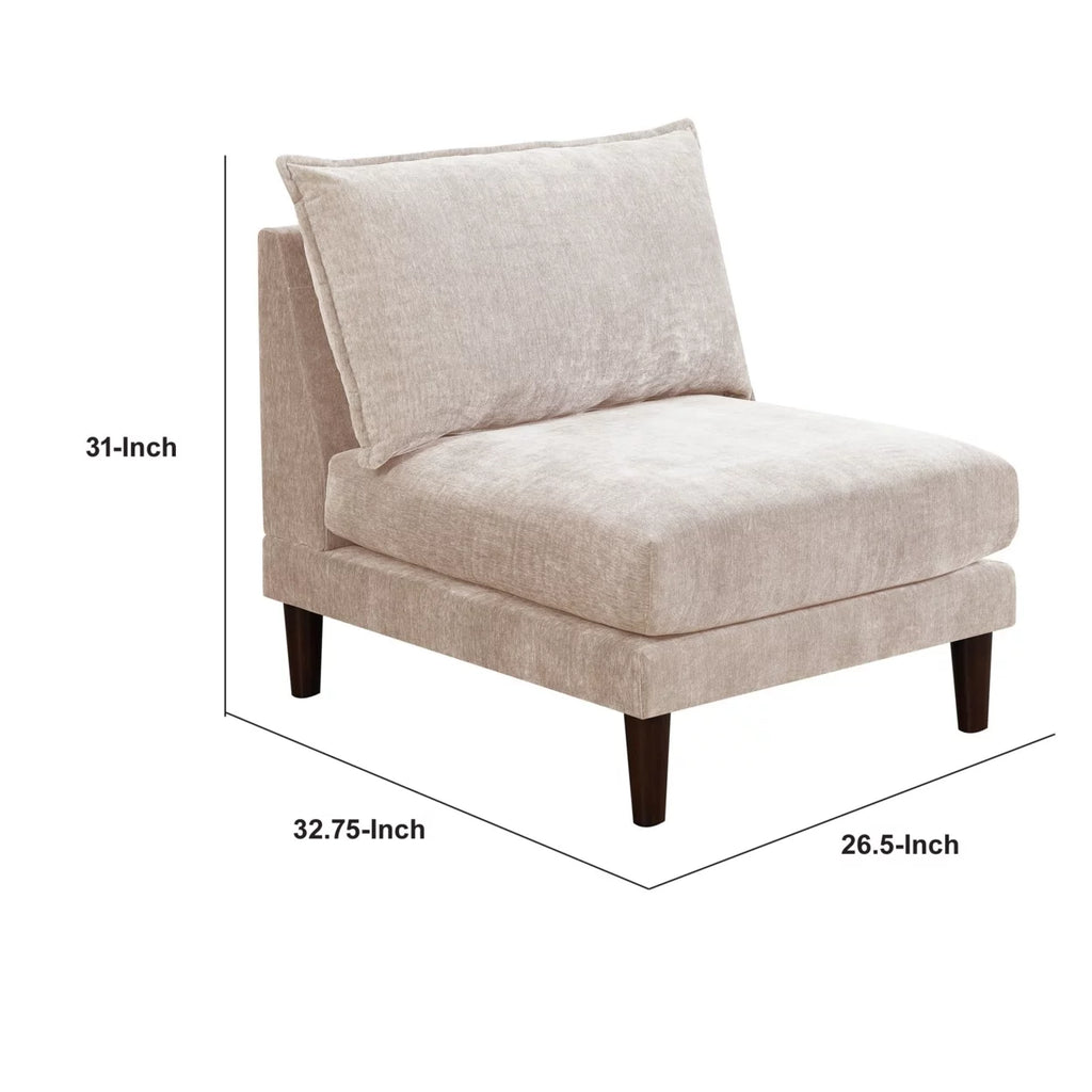 Beige Fabric Armless Sofa Chair with Lumbar Cushion H467986