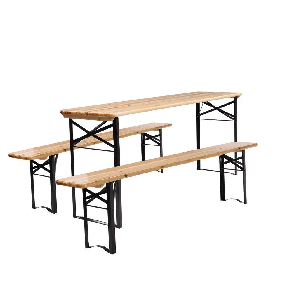 5.8FT Wood Table and Bench Set O916