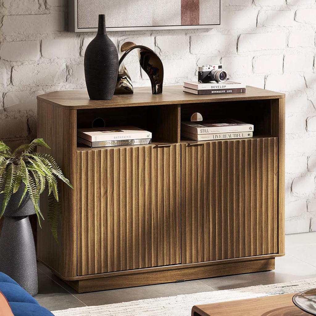 Oak Mid-Century Modern Corner TV Stand N953970