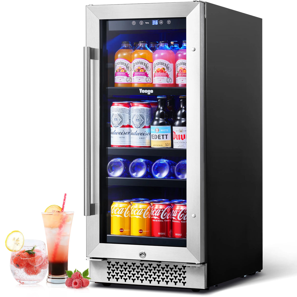 15" 80 Cans Beverage Cooler with Glass Door and Lock F426