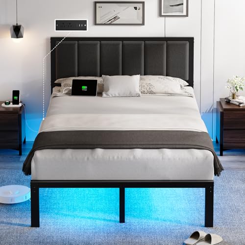 Full Size Metal Platform Bed Frame with Headboard B3838
