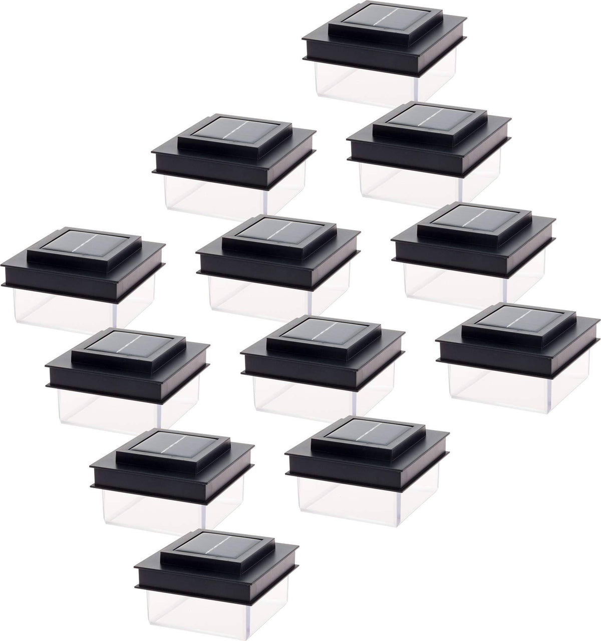 Translucent 12 Lumen LED Solar Post Cap Light 12 Pack Black H416