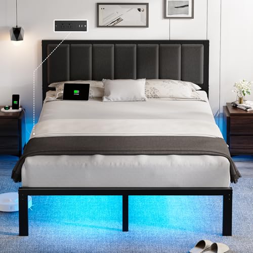 Full Size Metal Platform Bed Frame with Headboard B3838