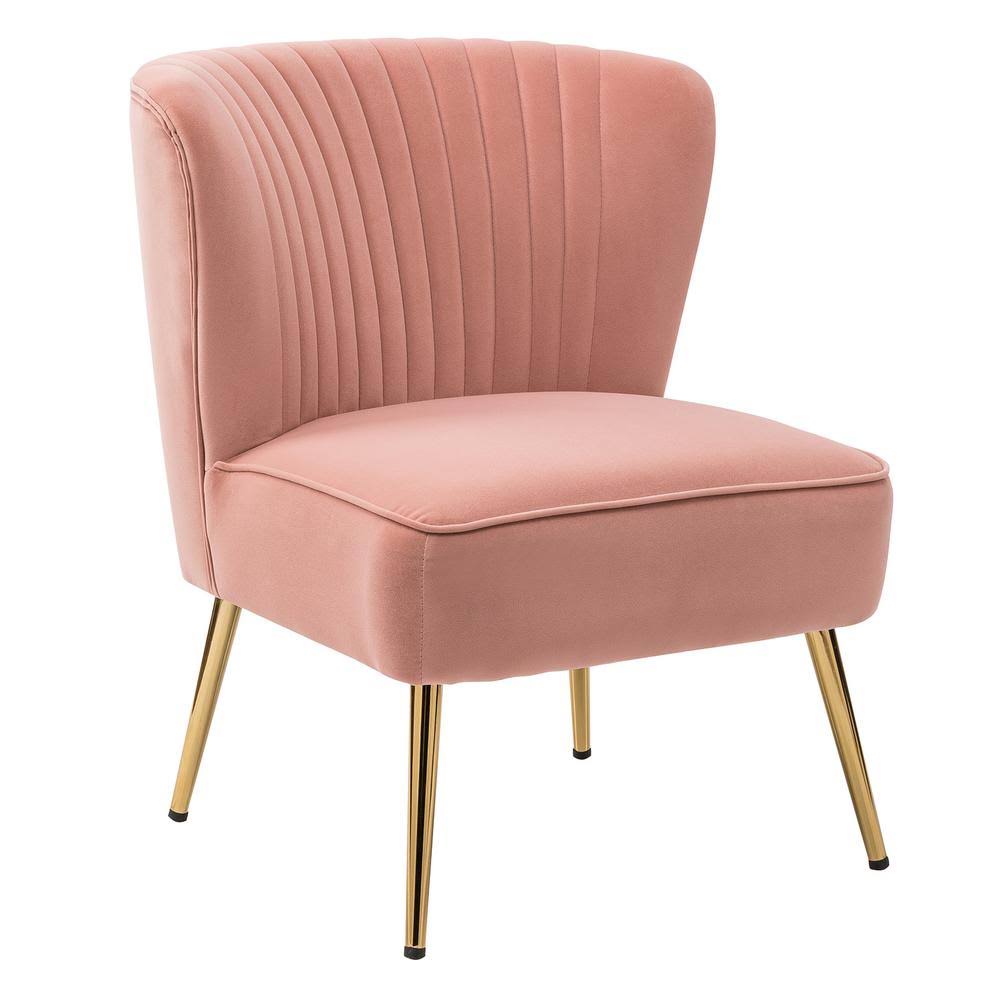 Pink Gold Legs Velvet Side Chair C64143