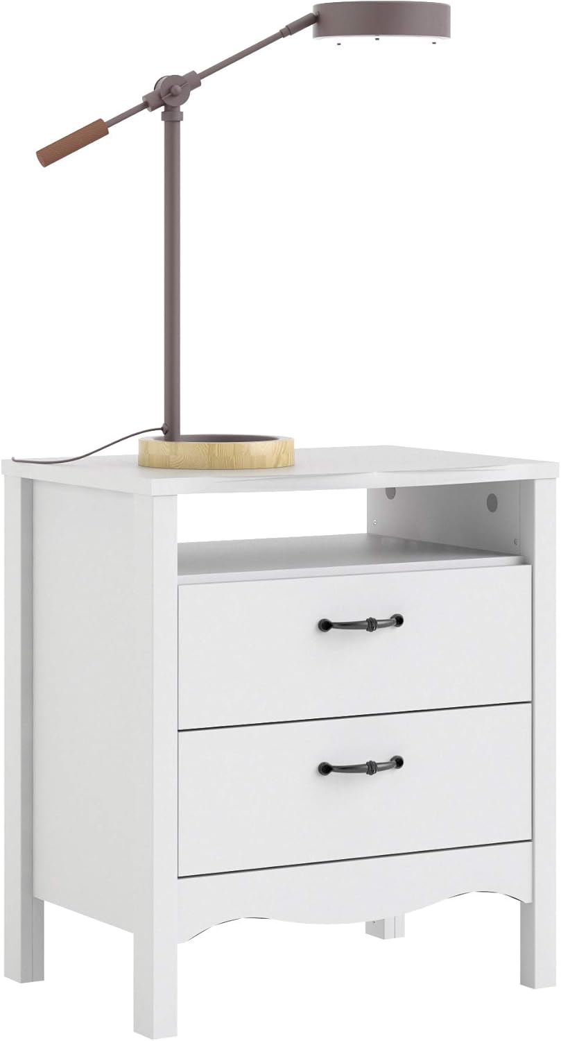 White 2 Drawer Nightstand X3775