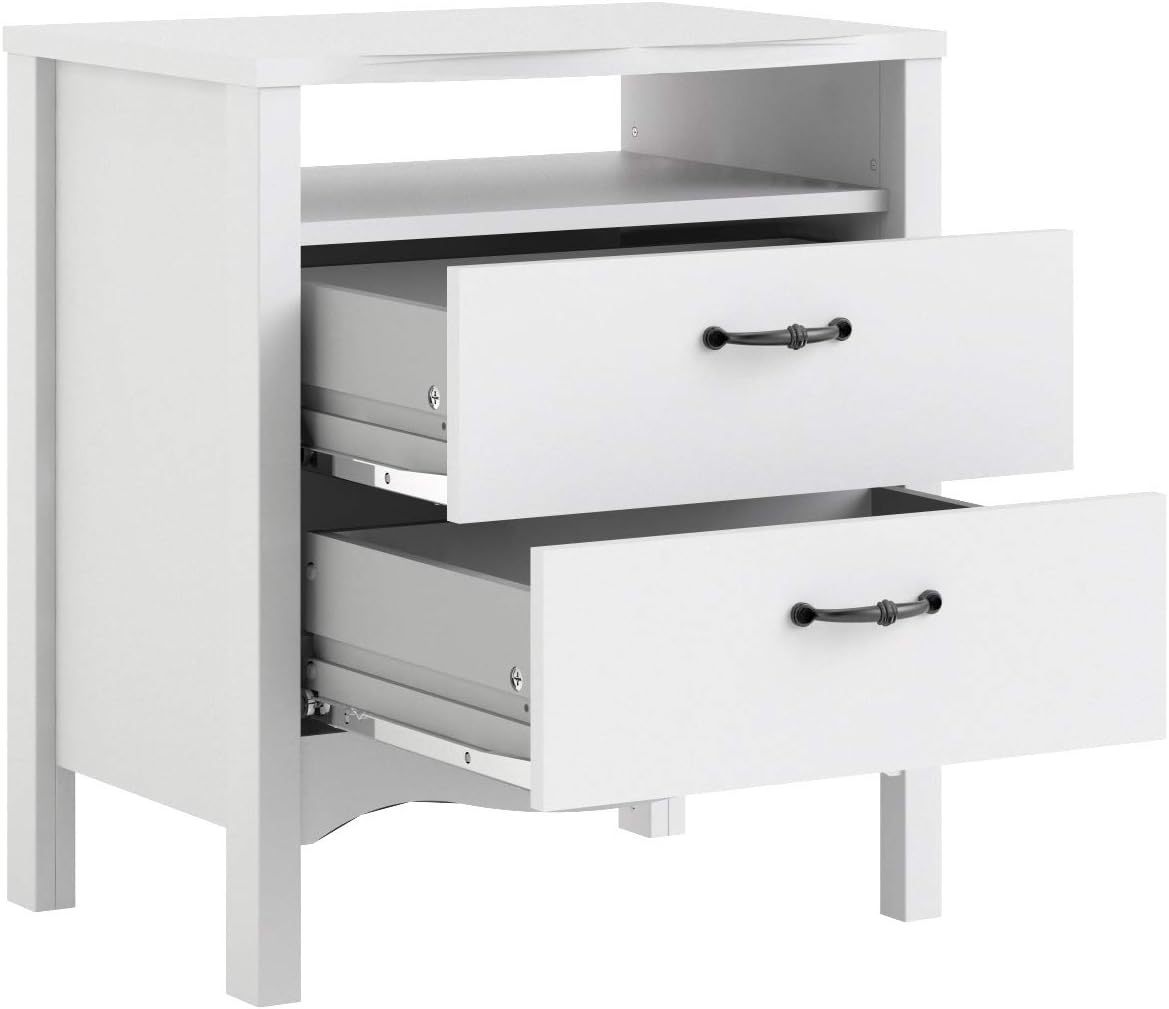 White 2 Drawer Nightstand X3775