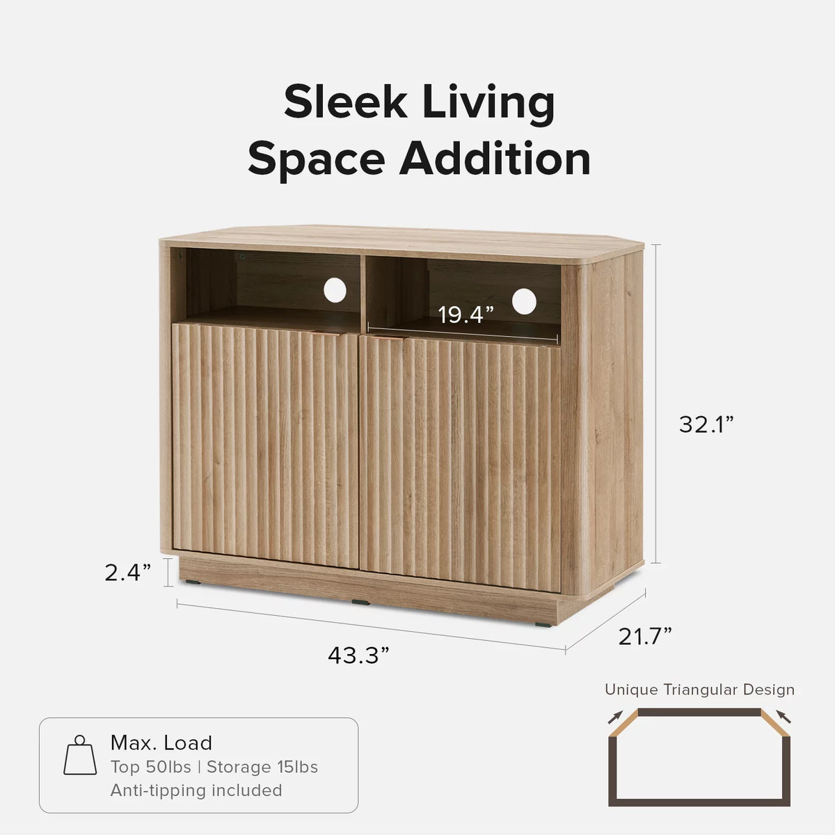 Oak Mid-Century Modern Corner TV Stand N953970