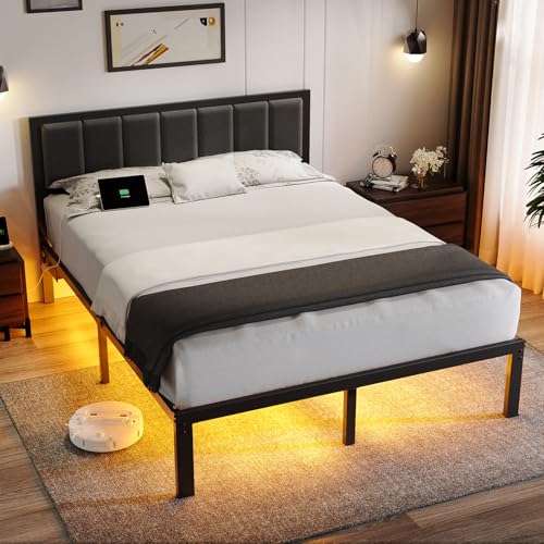 Full Size Metal Platform Bed Frame with Headboard B3838