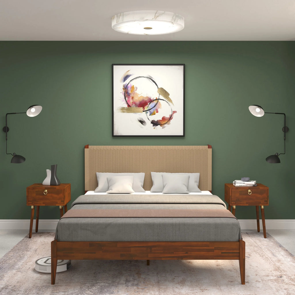 Queen Bed Frame with Paper Cord Headboard Q23424