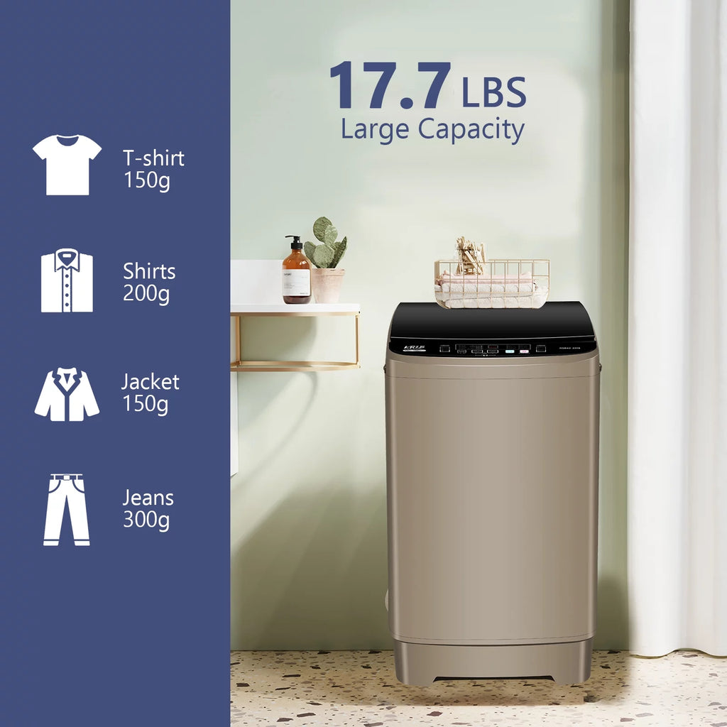 Full Automatic Washing Machine with LED Display, 17.7 lbs Portable Washer with Drain Pump, Grey V78238