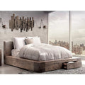 Cal King Brown Wood Storage Bed V24956