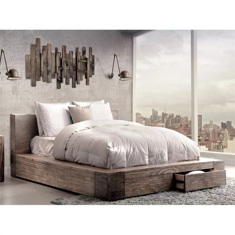 Cal King Brown Wood Storage Bed V24956