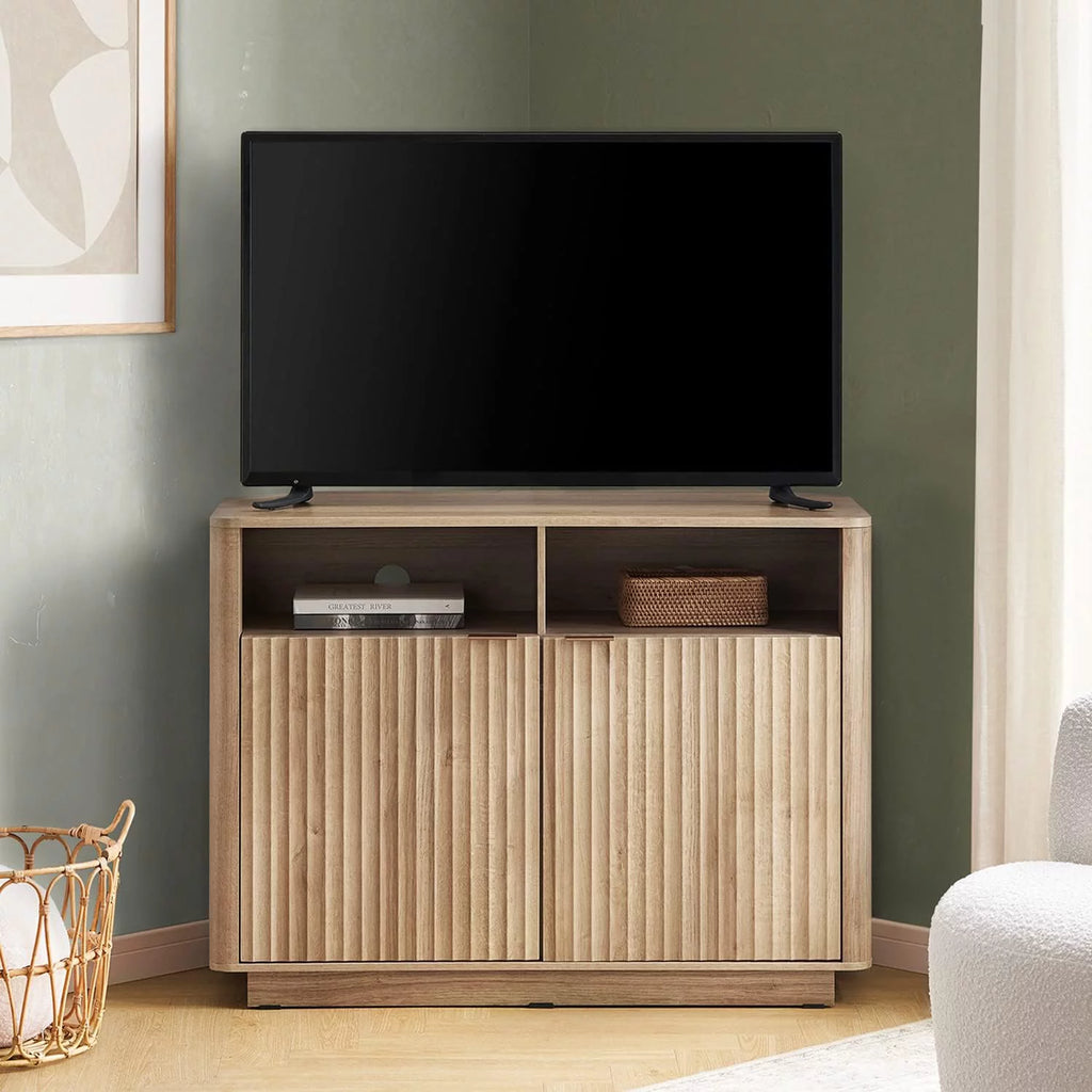 Oak Mid-Century Modern Corner TV Stand N953970
