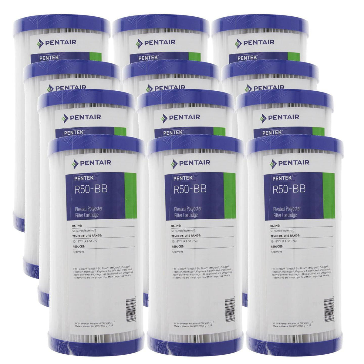 50 Micron 10 x 4.5 Pleated Sediment Filter 12 Pack V7693