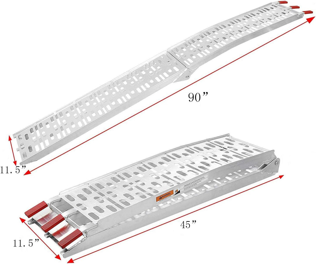 7.5 ft 1500 Lbs Folding Aluminum Loading Ramps, Set of 2 W589535